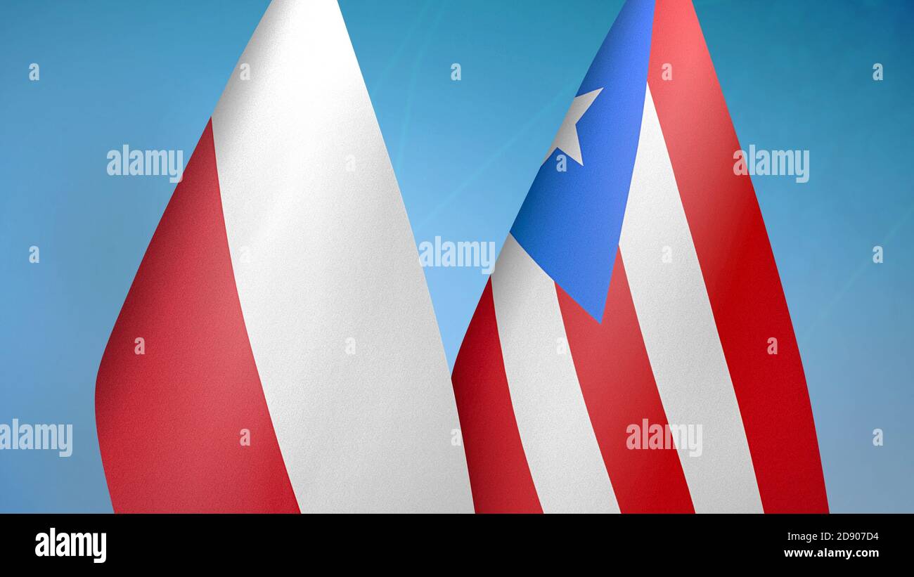 Poland and Puerto Rico two flags Stock Photo
