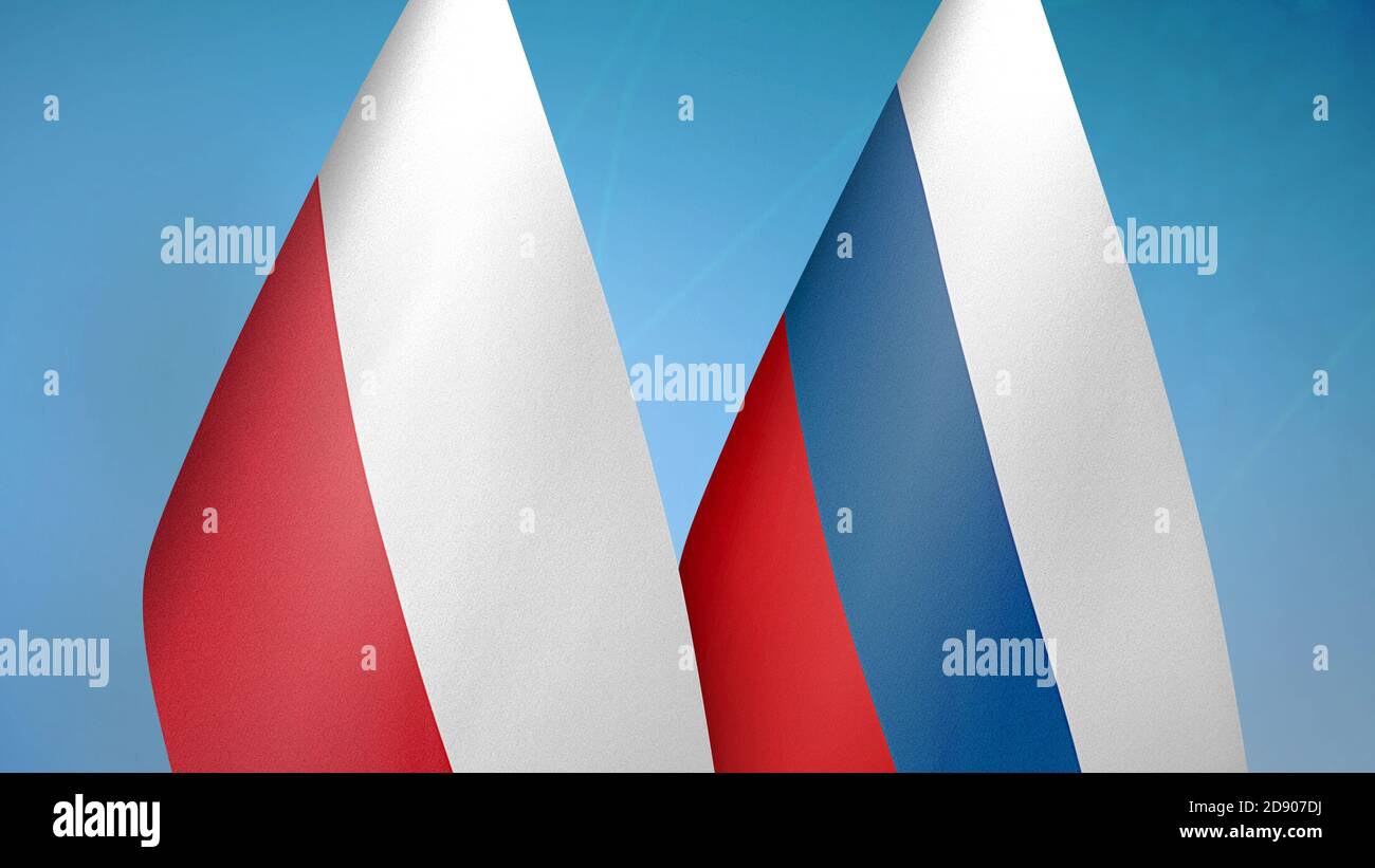 Poland And Russia Two Flags Stock Photo Alamy