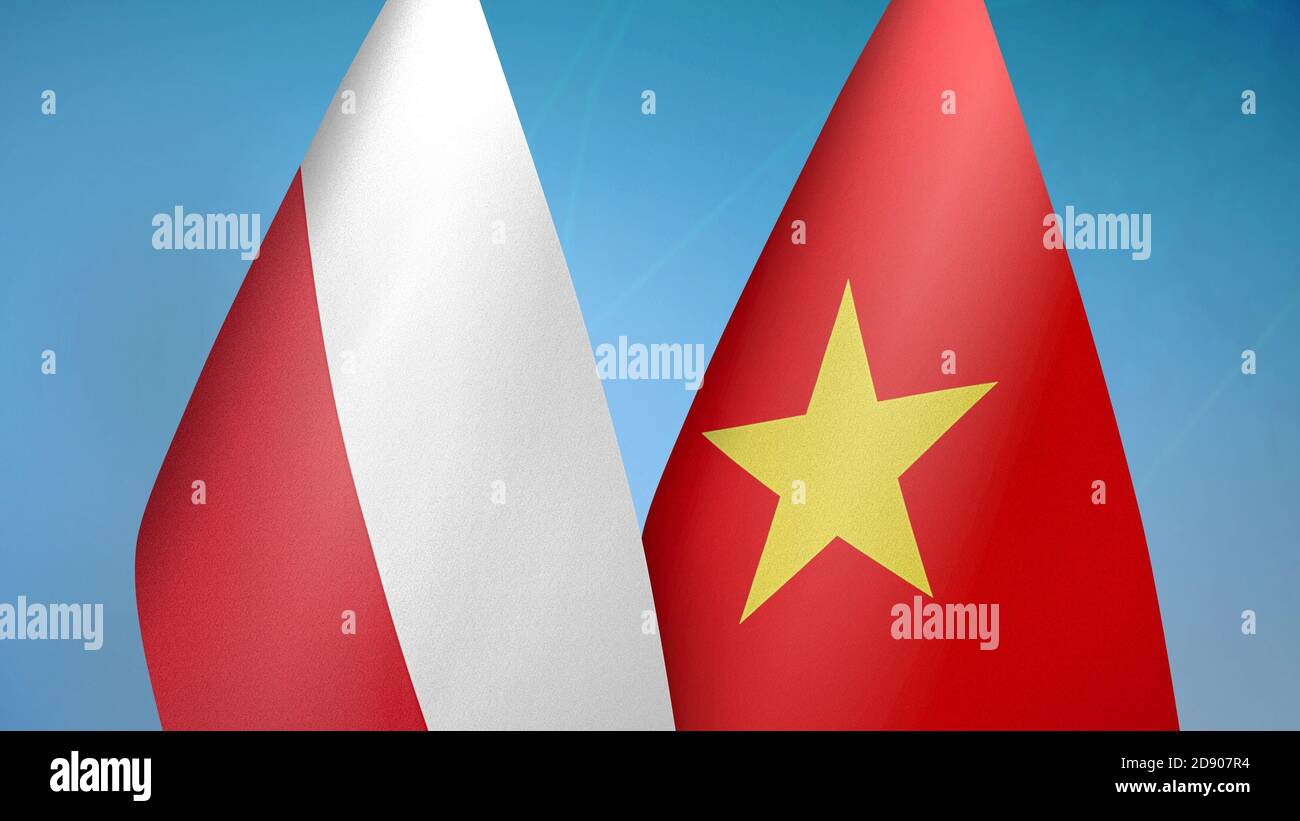 Poland and Vietnam two flags Stock Photo