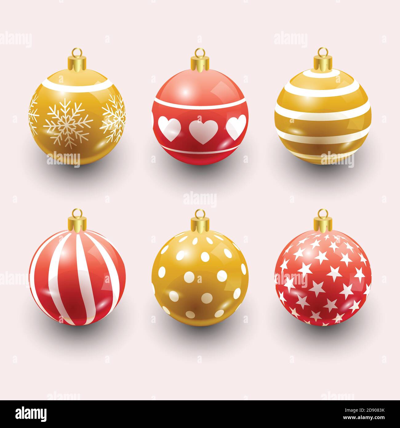 Colorful christmas balls. Set of isolated realistic decorations. Vector illustration. Stock Vector