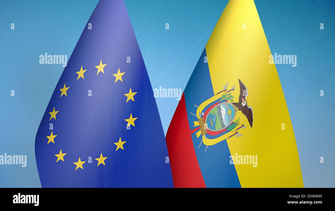 European Union and Ecuador two flags Stock Photo