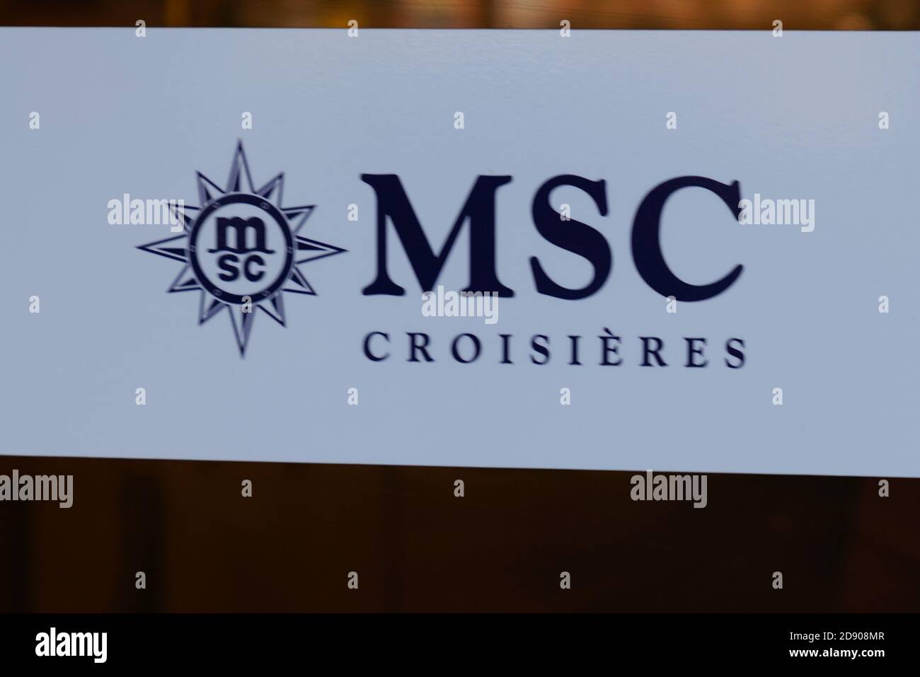Bordeaux , Aquitaine / France - 10 30 2020 : Msc Croisieres text sign and logo on panel front of travel agency Stock Photo