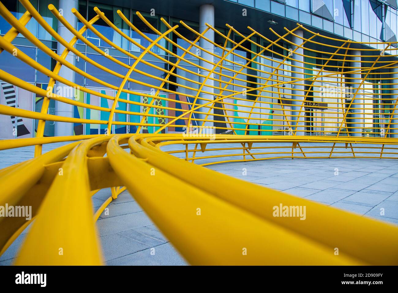 Metal installation in Dubai Design District area. UAE. Outdoors Stock
