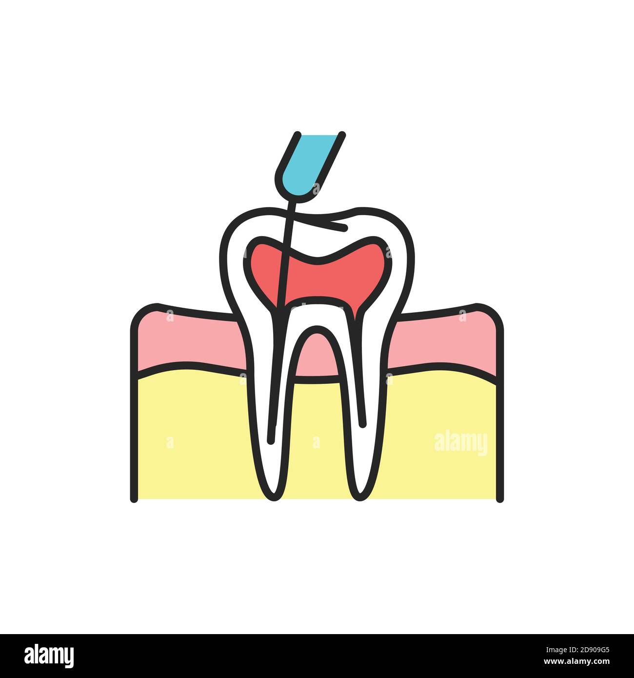 Teeth canal treatment color line icon. Pictogram for web page, mobile app, promo. Stock Vector