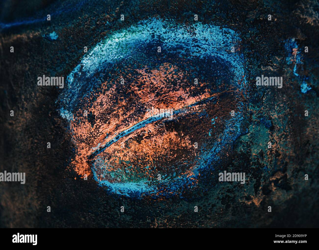 Multicolored rusty metal background. Iron background covered with rust and multicolored paint Stock Photo