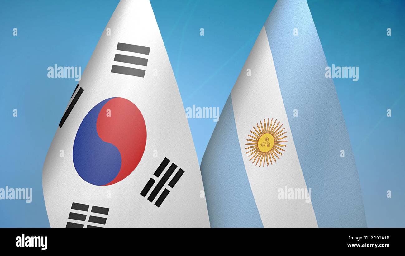 South Korea and Argentina two flags Stock Photo