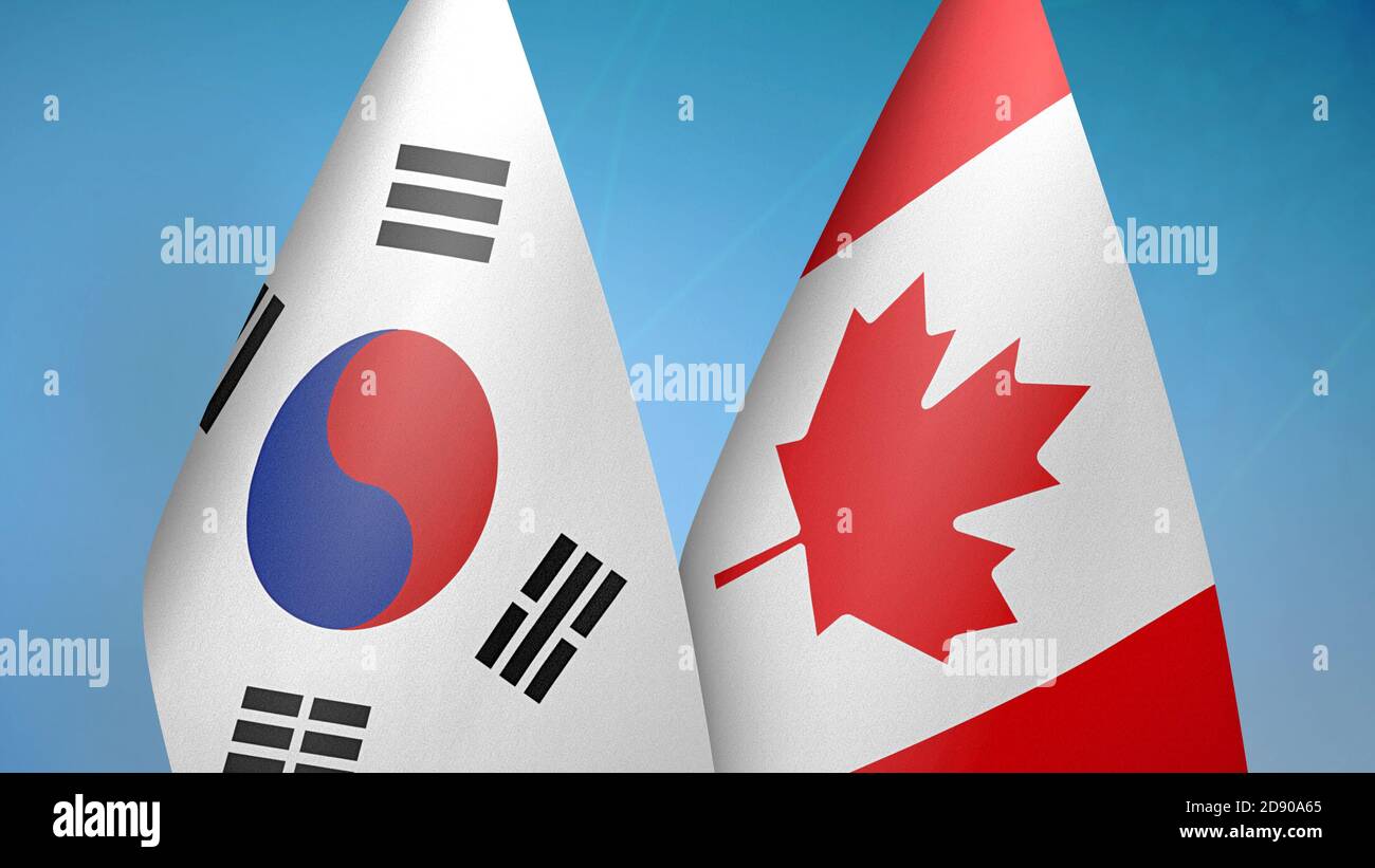 South Korea and Canada two flags Stock Photo Alamy