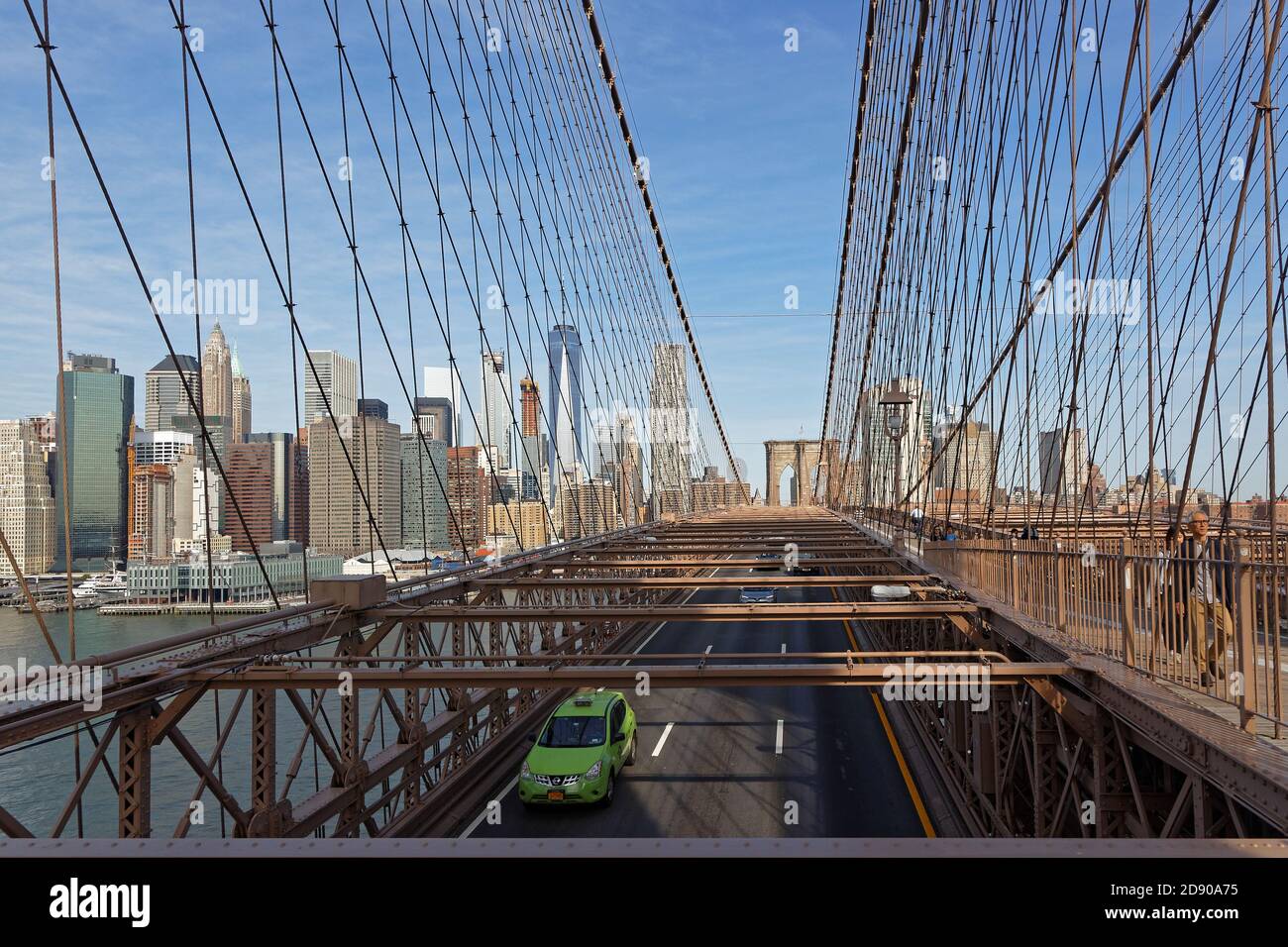 NEW YORK CITY, USA, September 11, 2017 On Brookyn Bridge. The Brooklyn Bridge is one of the