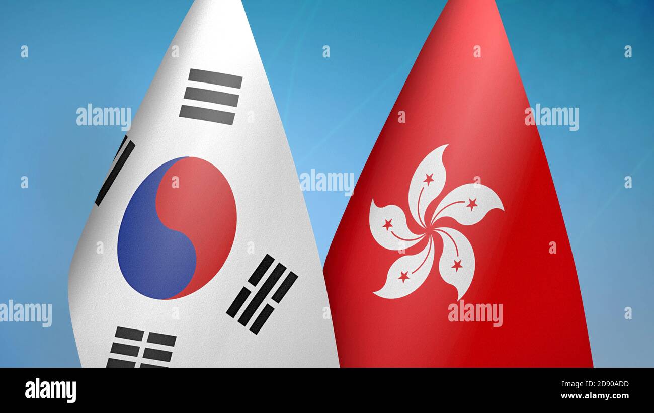 South Korea and Hong Kong two flags Stock Photo