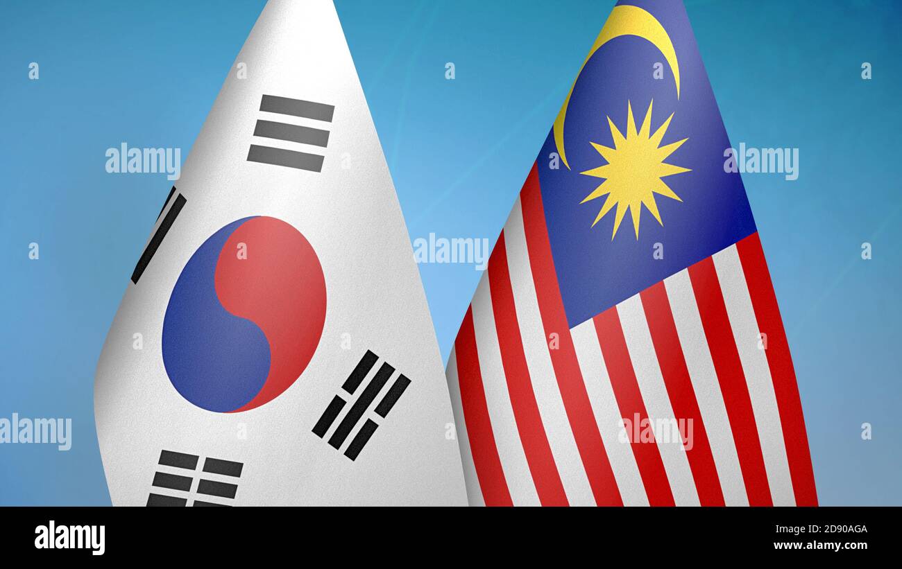 South Korea and Malaysia two flags Stock Photo