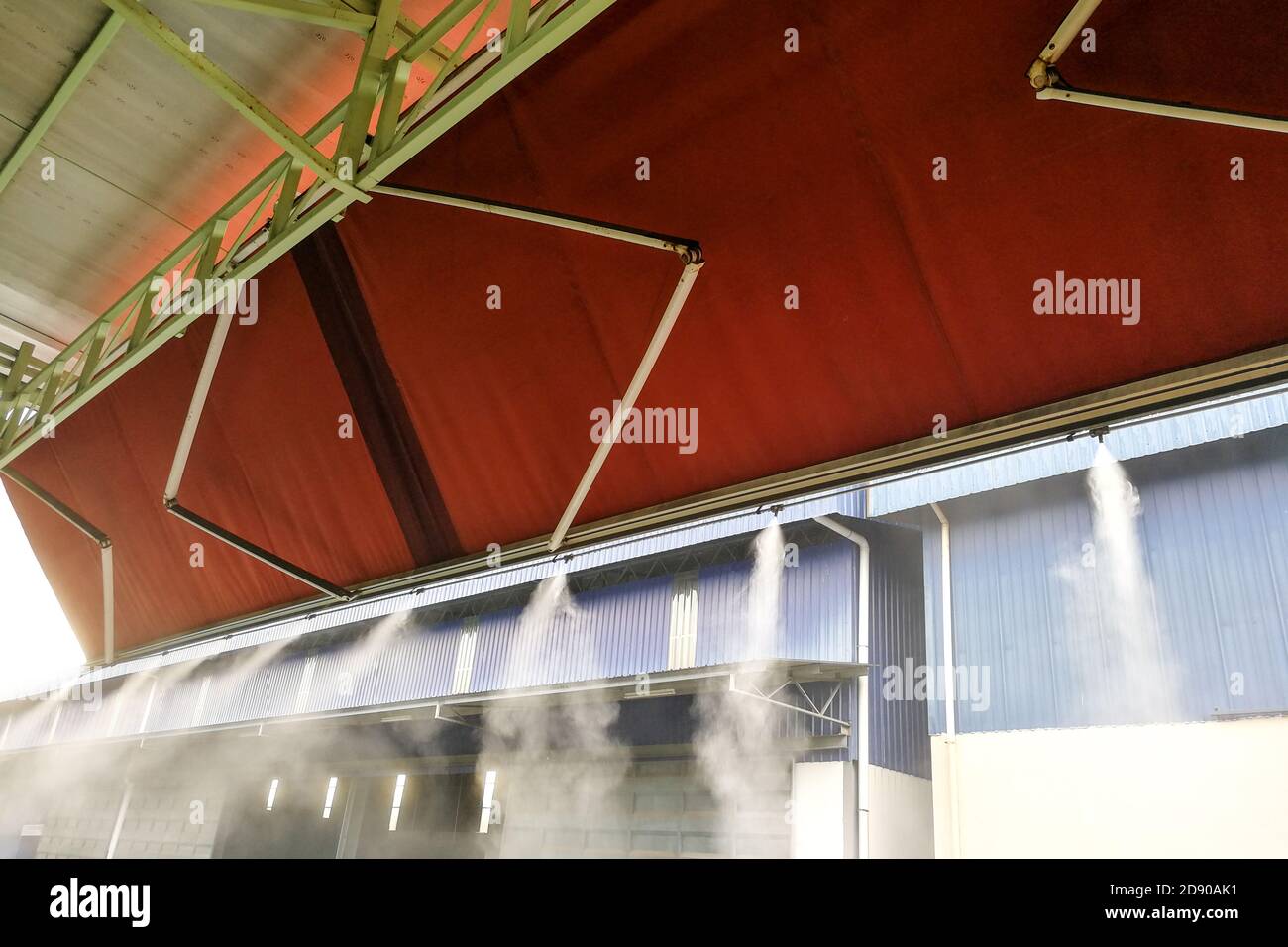 Water mist cooling system lowers ambient temperature at restaurant Stock Photo Alamy