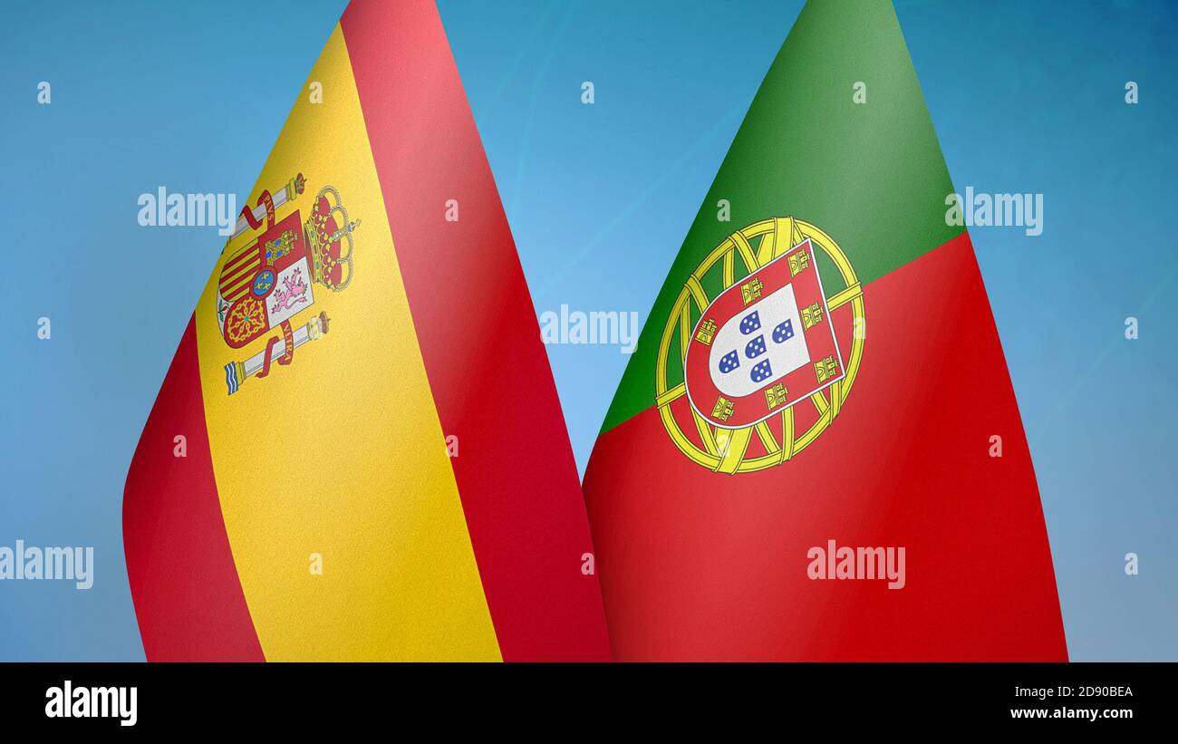 Spain and Portugal two flags Stock Photo Alamy