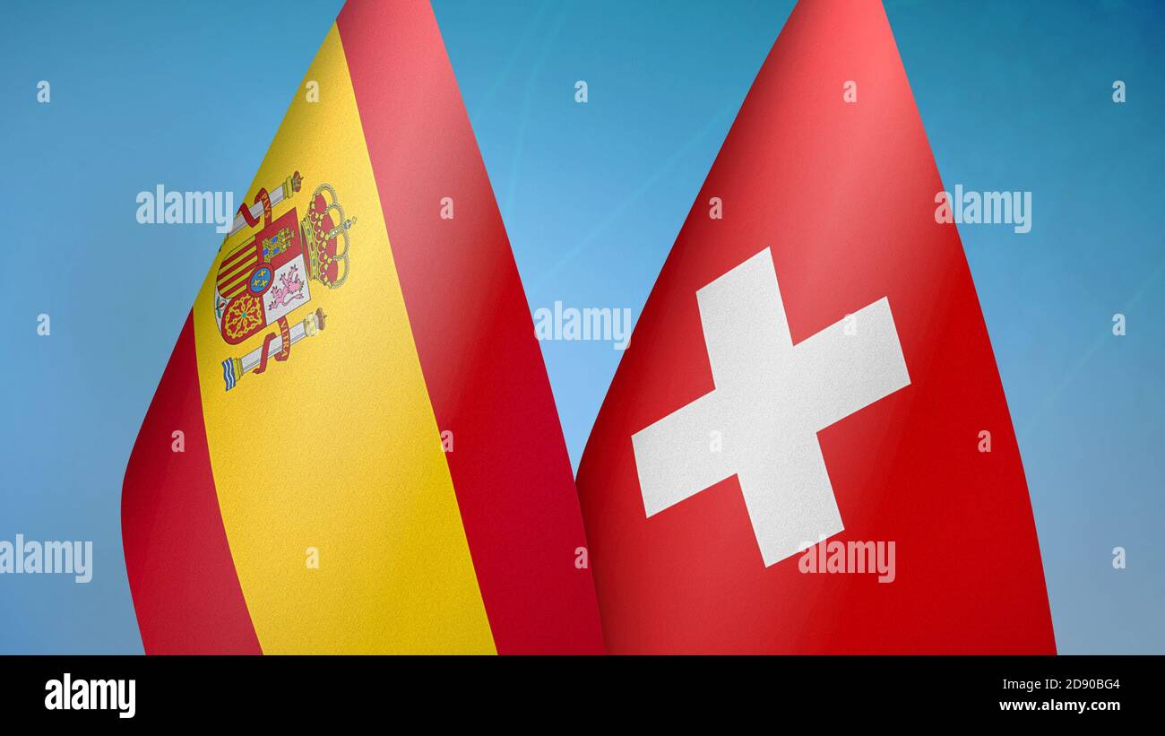 Spain and Switzerland two flags Stock Photo