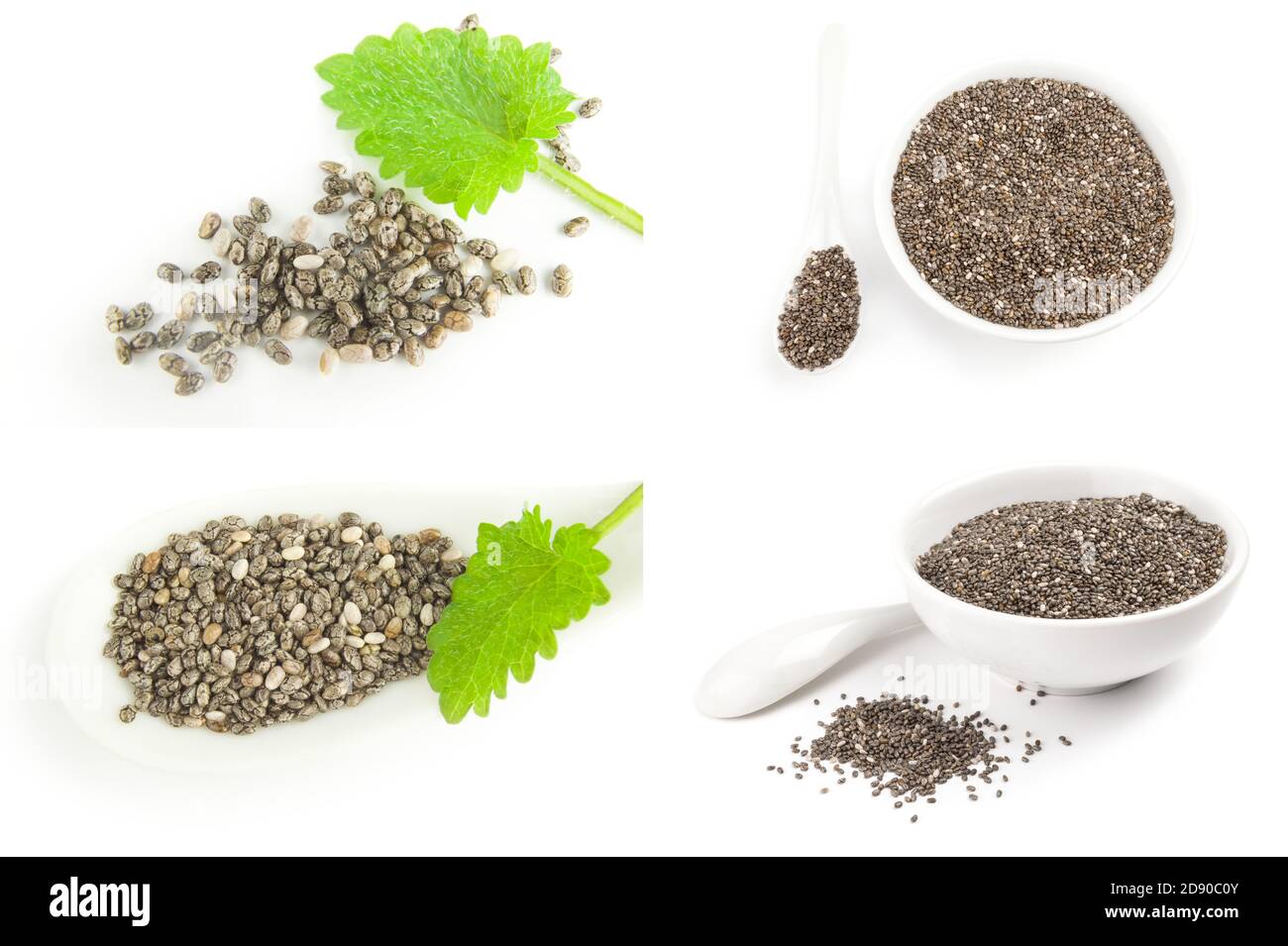 Collection of chia seeds isolated on a white background Stock Photo - Alamy