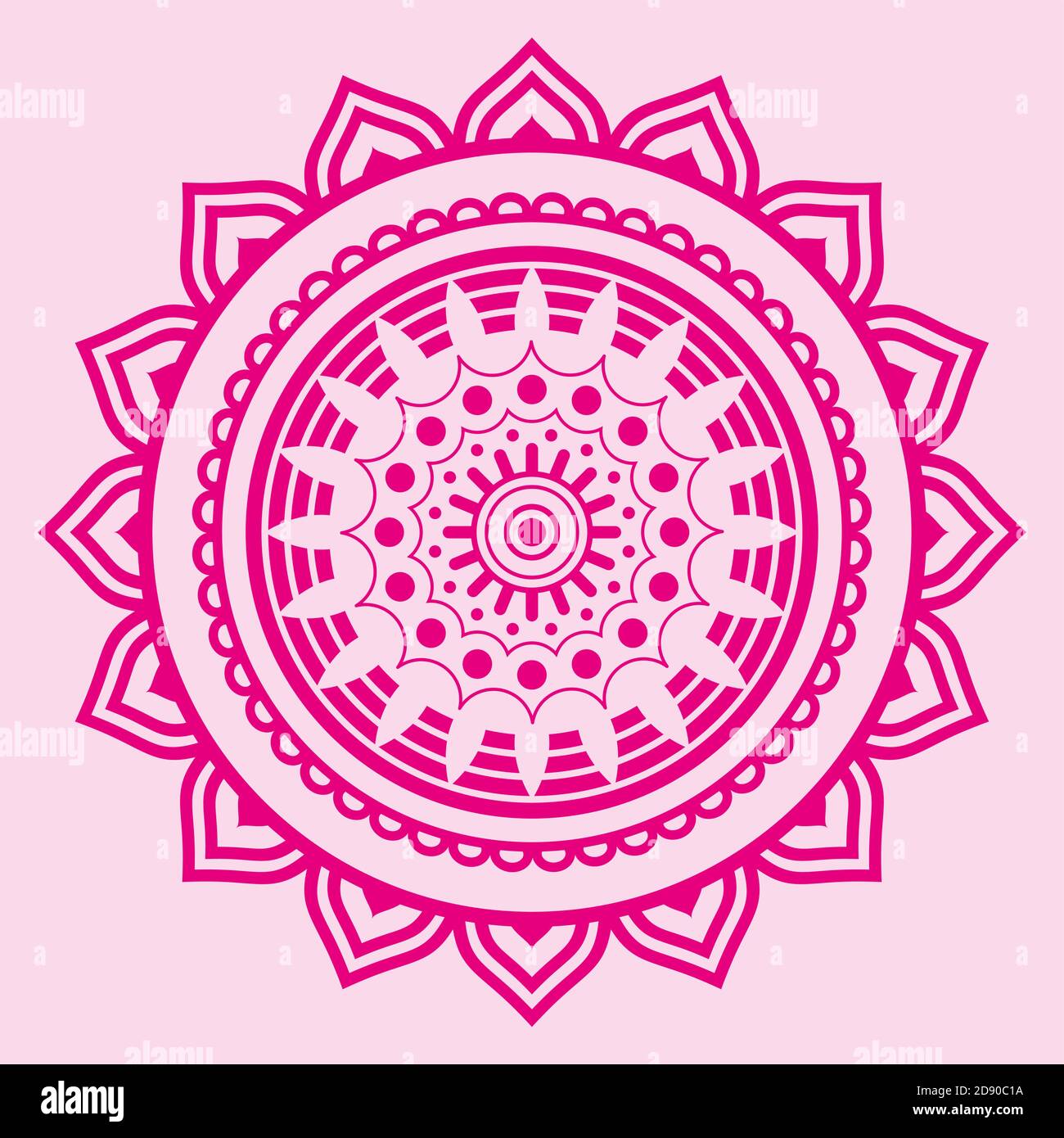 Vector illustration of a pink mandala. Buddhist design for meditation