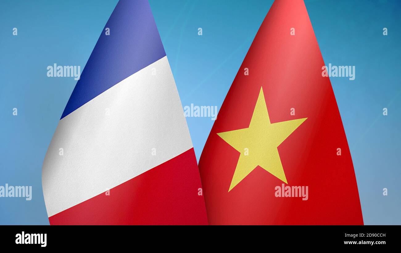 France and Vietnam two flags Stock Photo