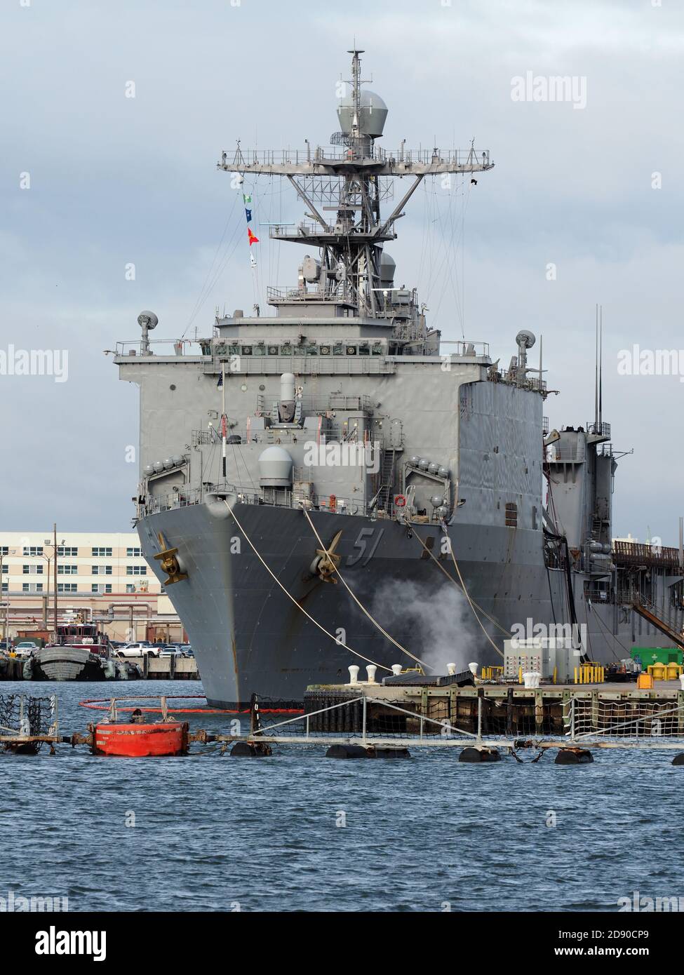 The USS Oak Hill naval vessel docked at the Norfolk Naval Base. Stock Photo