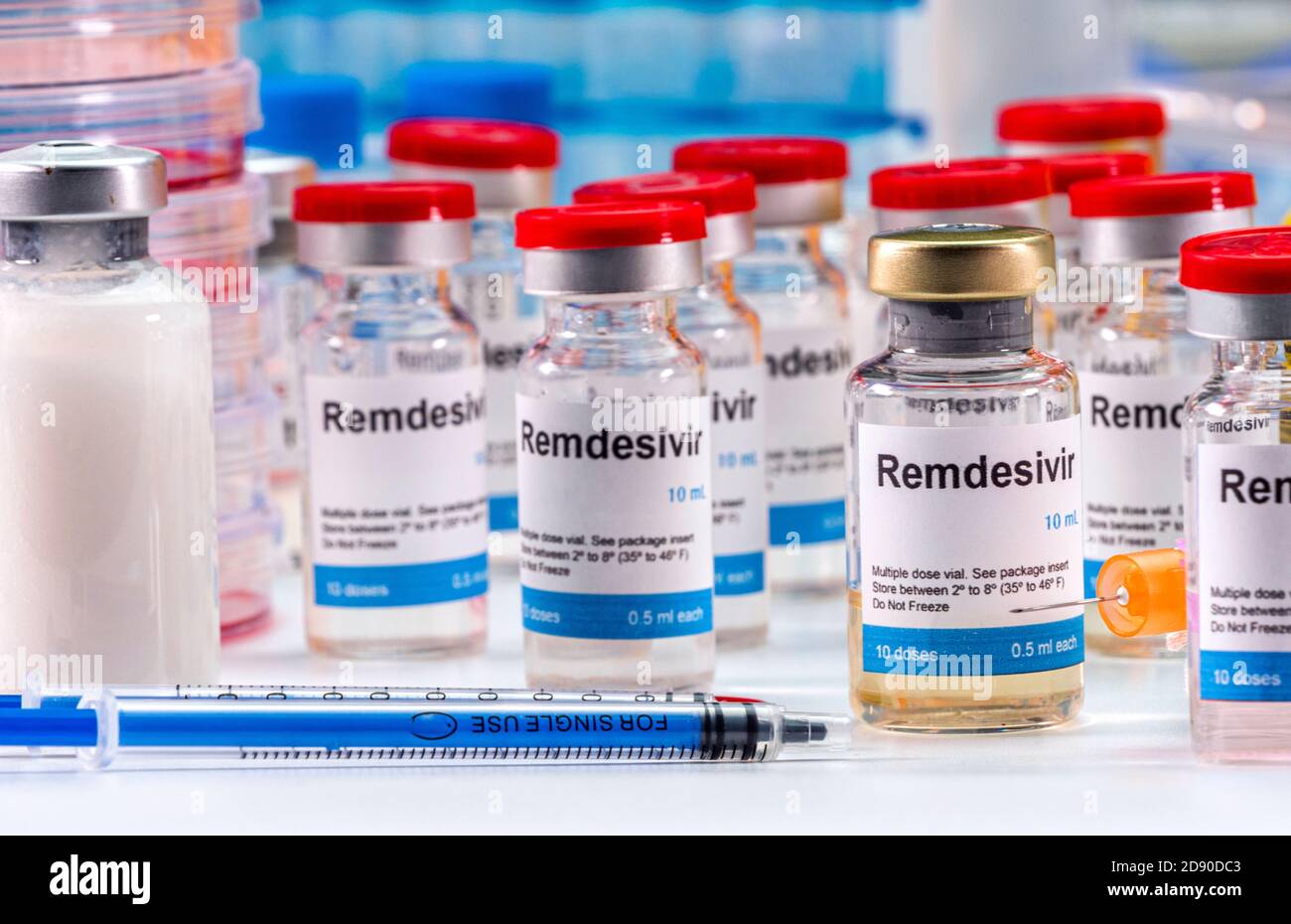 Medication prepared for people affected by Covid-19, Remdesivir is a selective antiviral prophylactic against virus that is already in experimental us Stock Photo