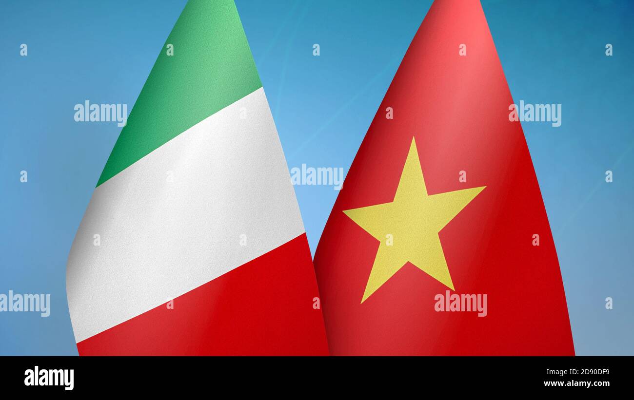 Italy and Vietnam two flags Stock Photo