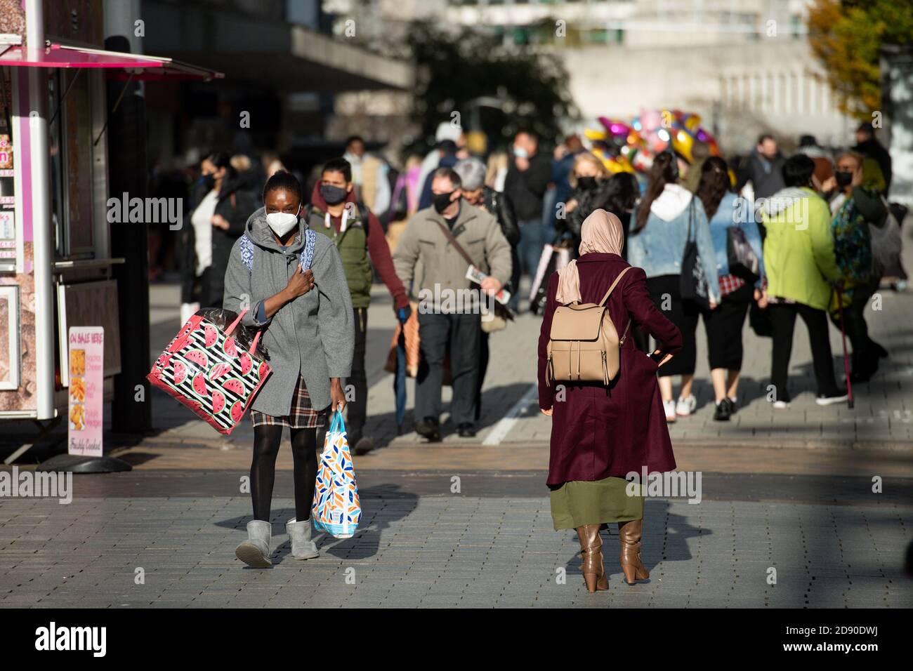 Shoppers in Birmingham, ahead of a national lockdown for England from Thursday. Stock Photo