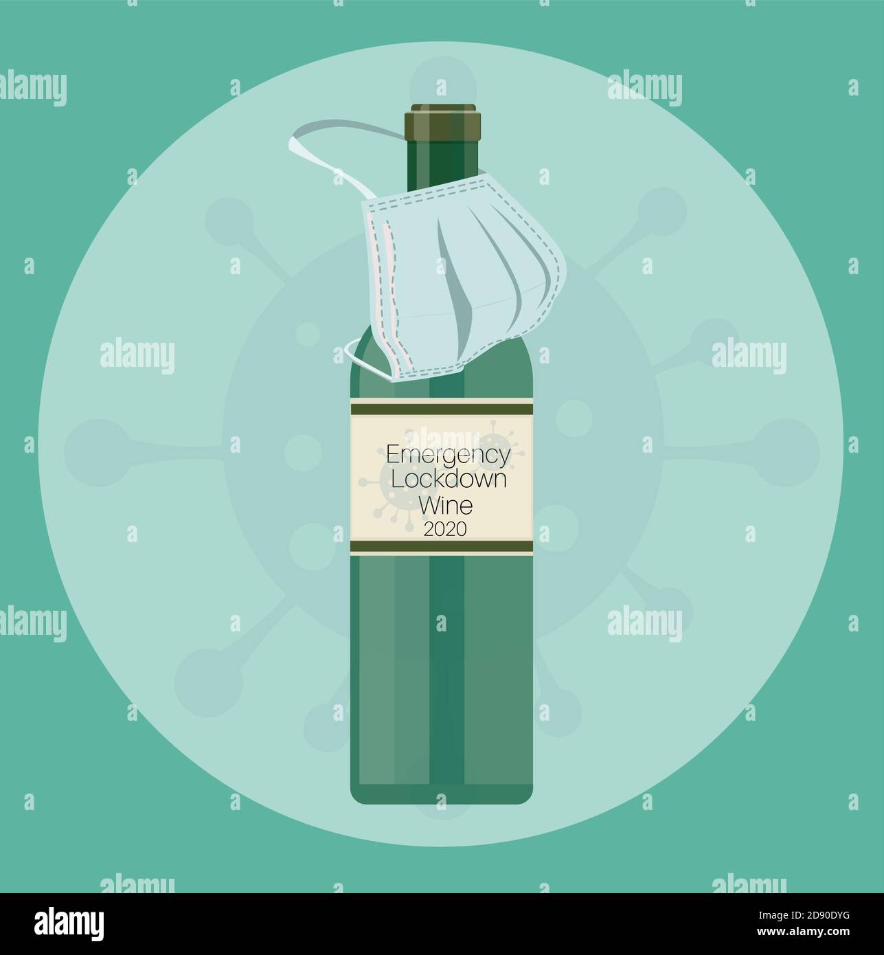 Emergency lockdown wine vector 2020 vintage Stock Vector