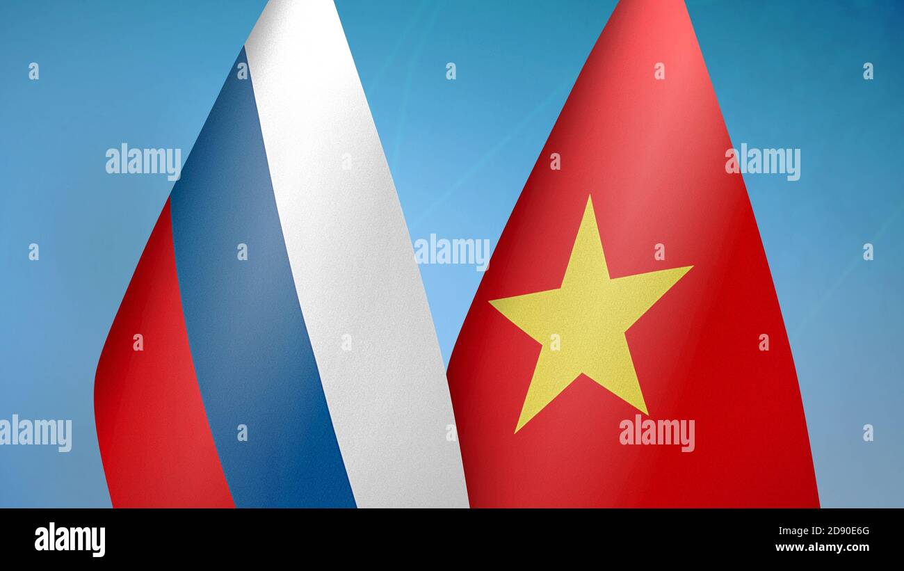Russia and Vietnam two flags Stock Photo