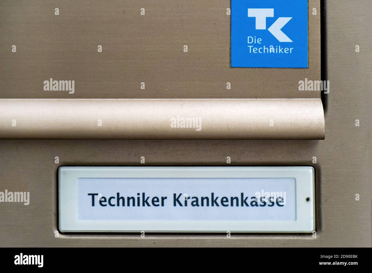 Sign of the health Insurance Techniker Krankenkasse - TK - Die Techniker in Stuttgart, Germany Stock Photo