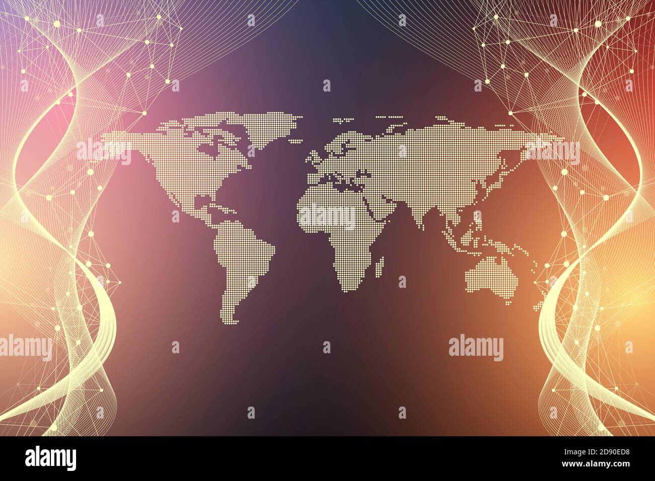 Quantum computer technology concept. Deep learning artificial intelligence. Big data algorithms visualization for business, science, technology. Waves Stock Photo