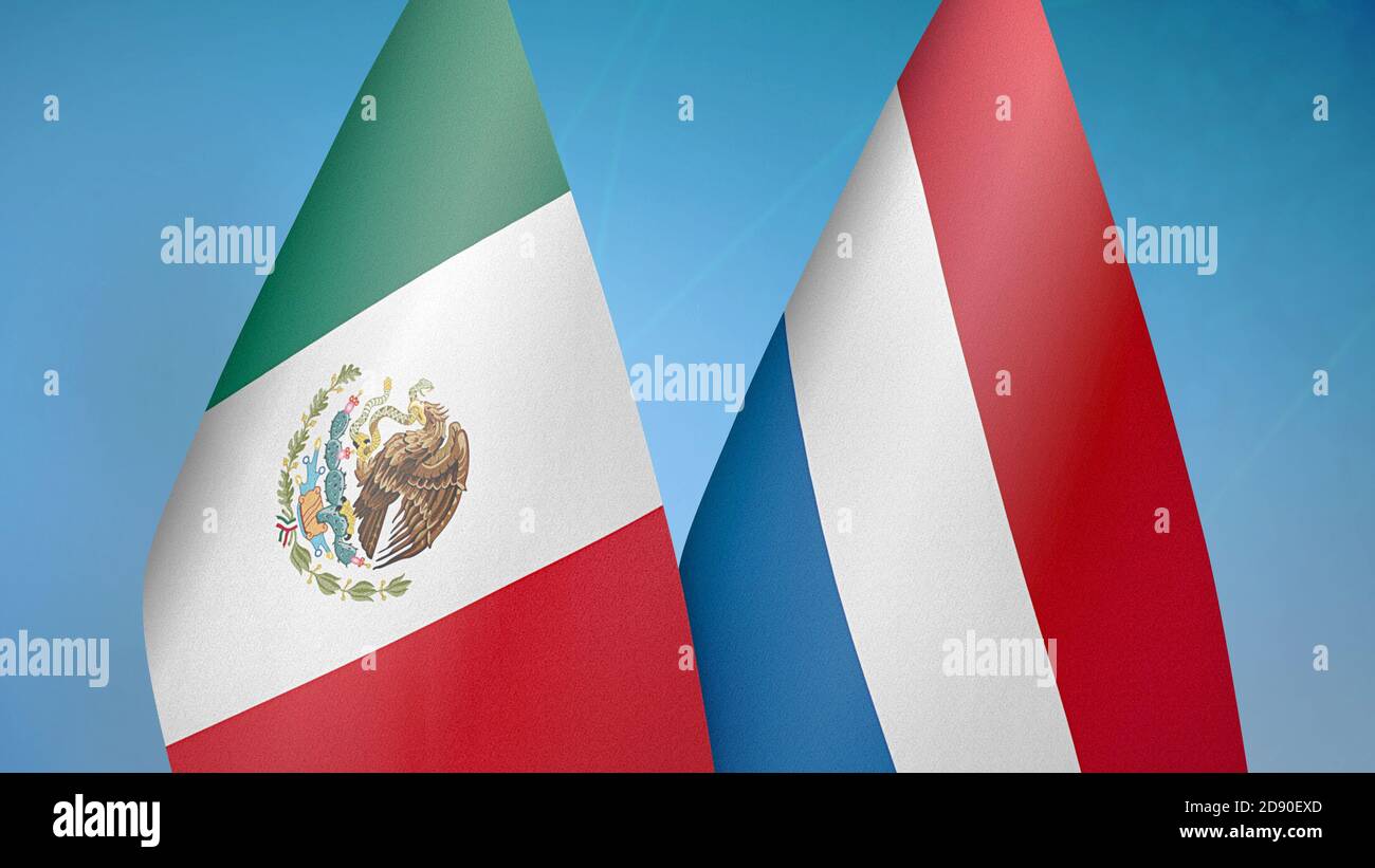 Mexico and Netherlands two flags Stock Photo