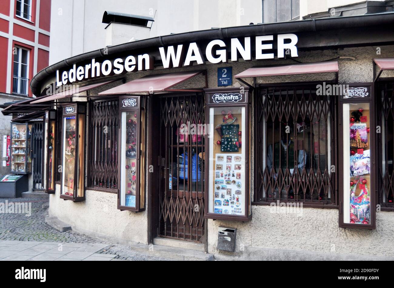 Traditional clothing costumes outlet store shop lederhosen wagner on tal  street road for local german people select buy and rental at Munich capital  c Stock Photo - Alamy