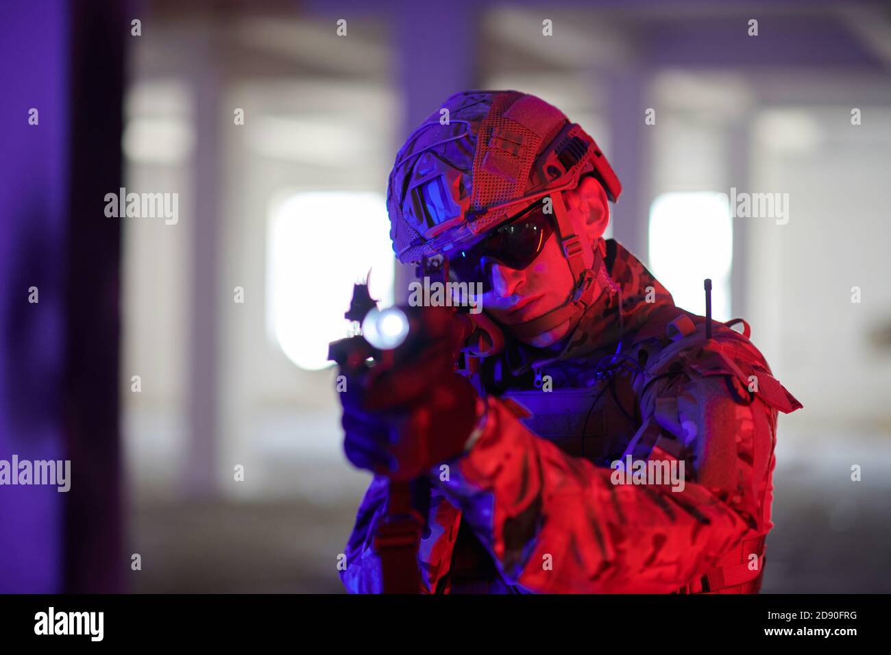 modern warfare soldier in urban environment battlefield Stock Photo