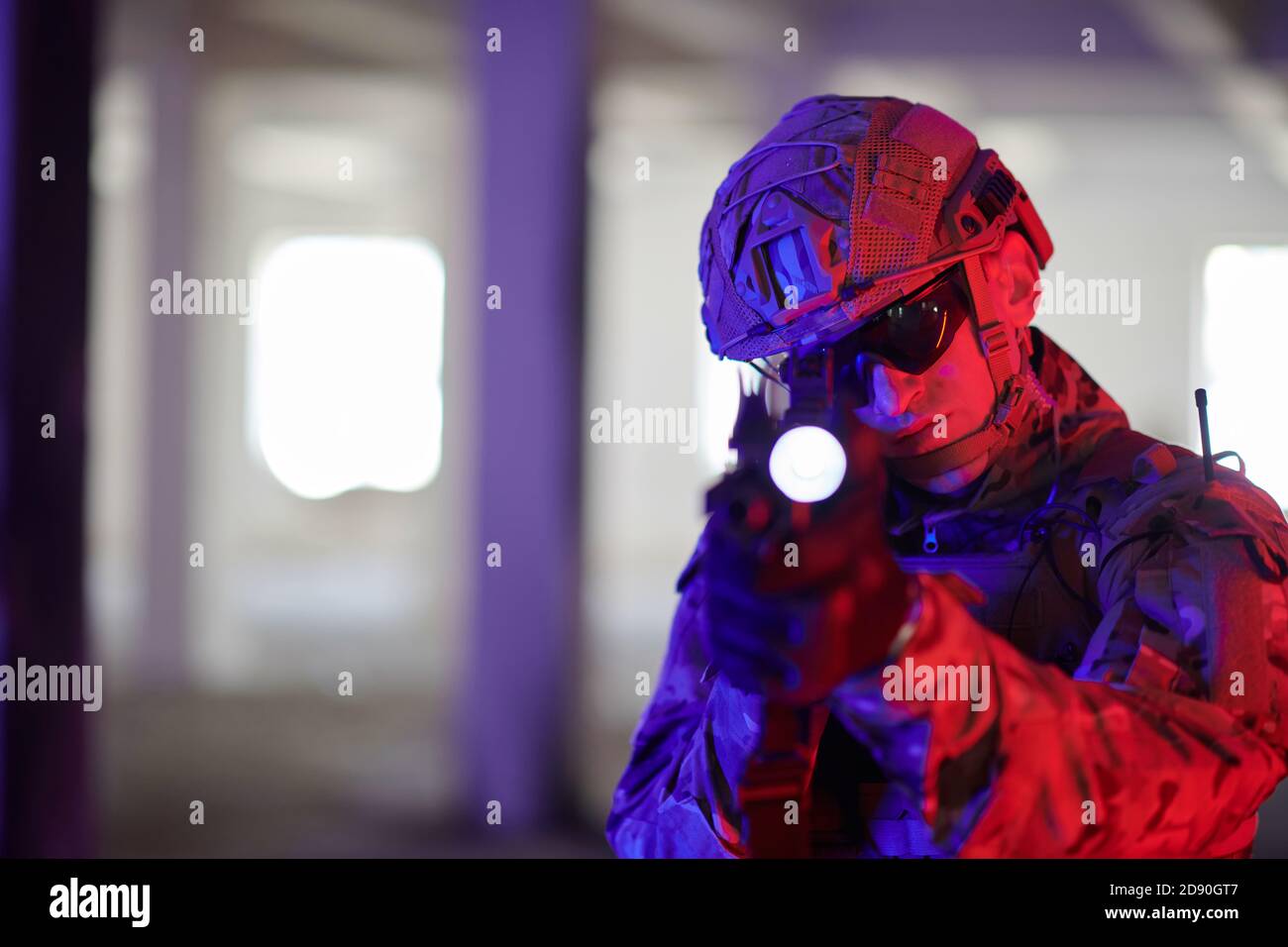 modern warfare soldier in urban environment battlefield Stock Photo