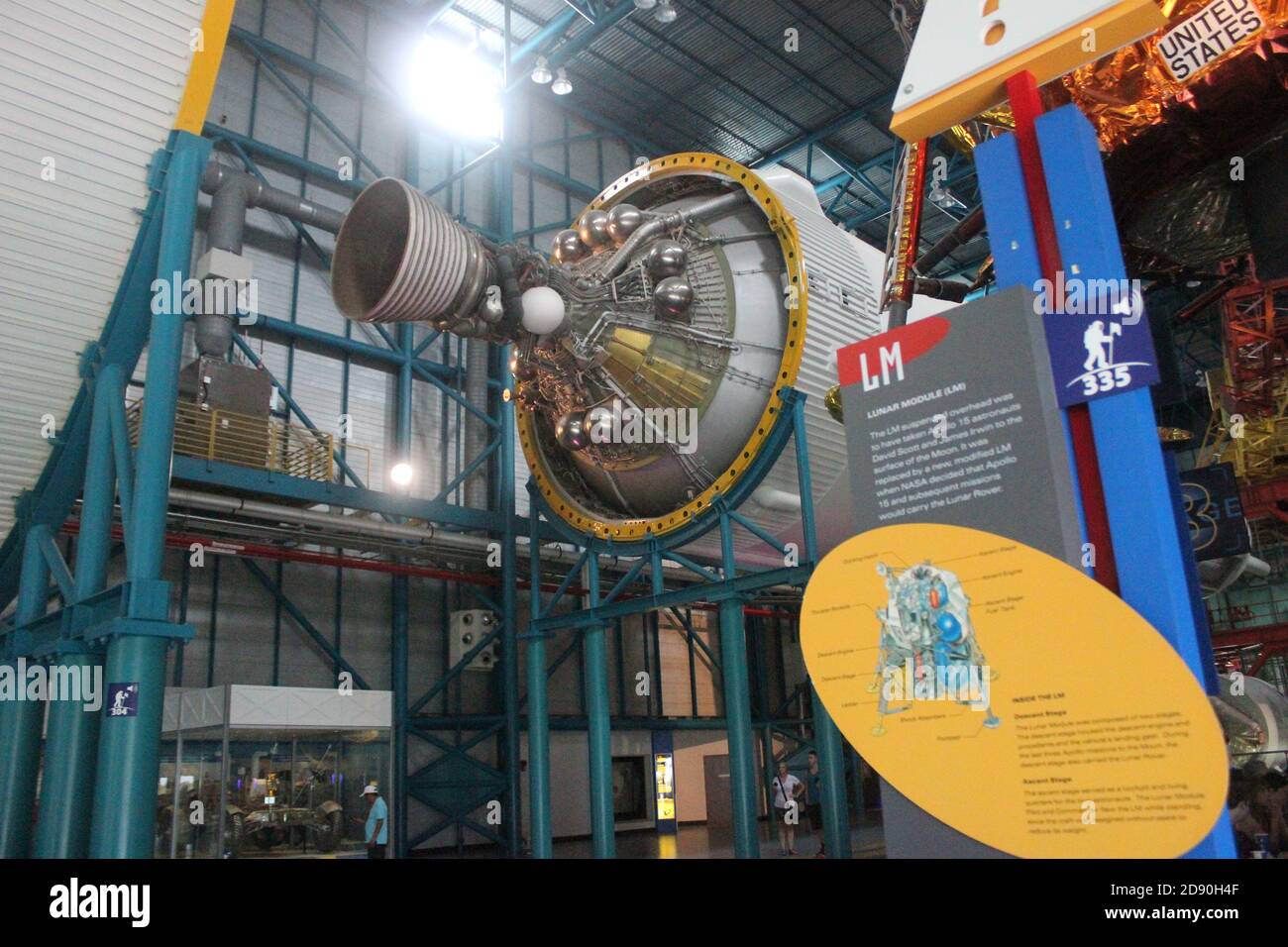 Apollo command and service module and Saturn V Rocket at John F Kennedy Space Centre, Cape Canaveral, Florida Stock Photo