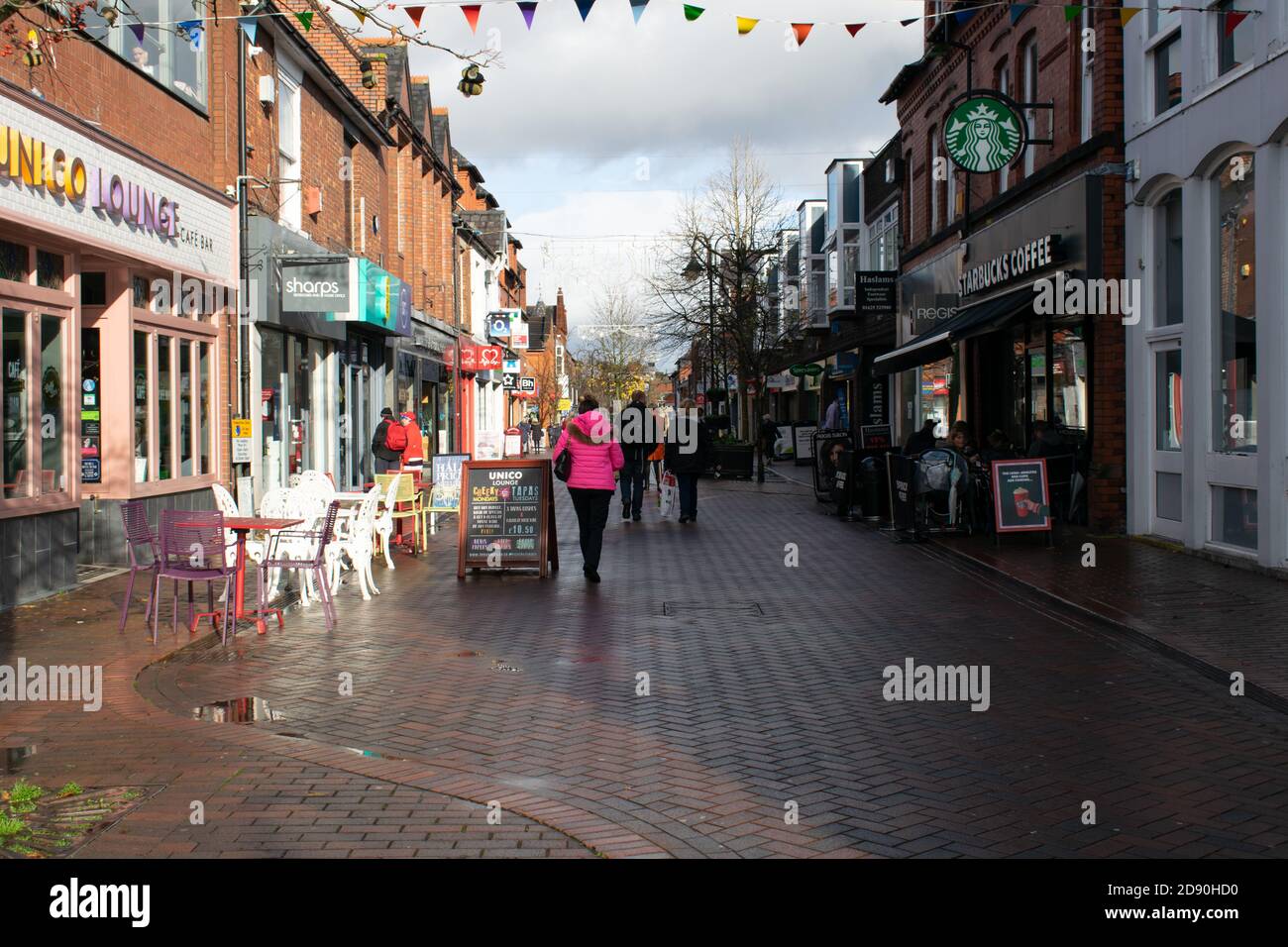 Wilmslow town centre pedestrianised zone on Grove Street, Cheshire UK Stock Photo