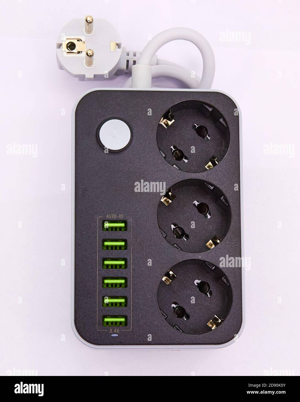 Socket with usb port on white background for charging phones and