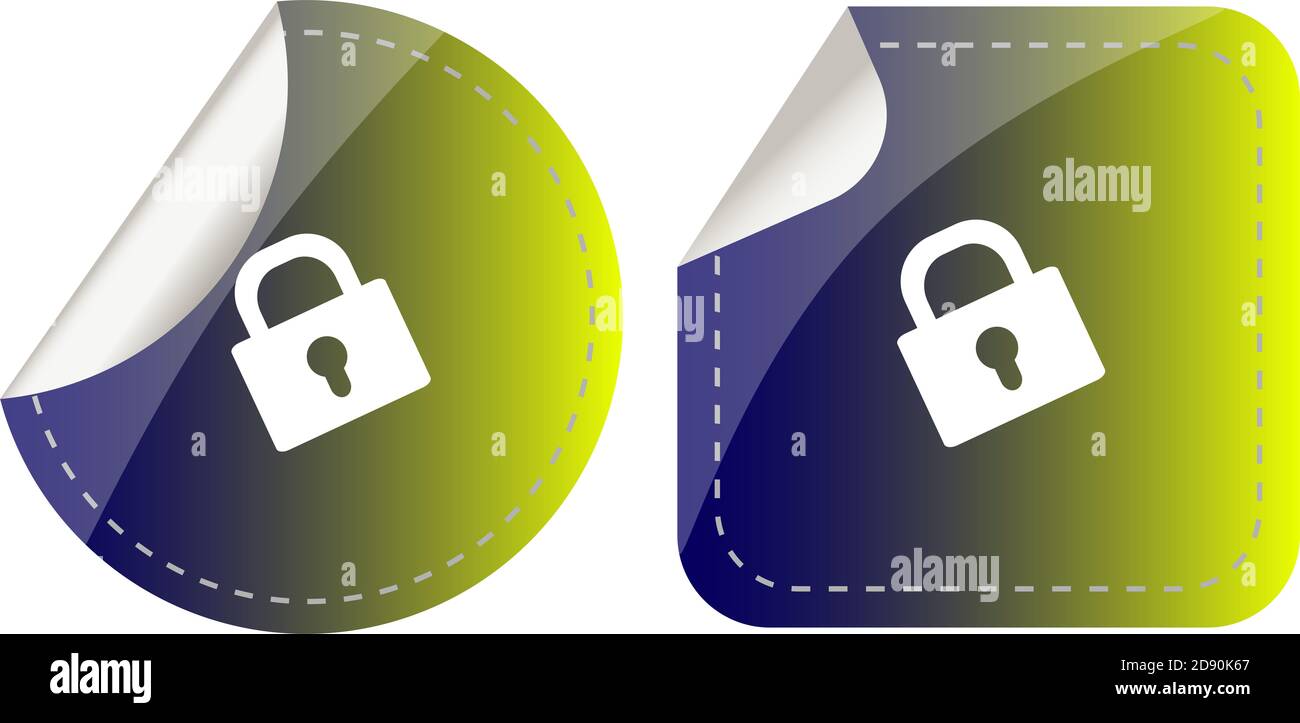 stickers set isolated on white with padlock, security concept Stock ...