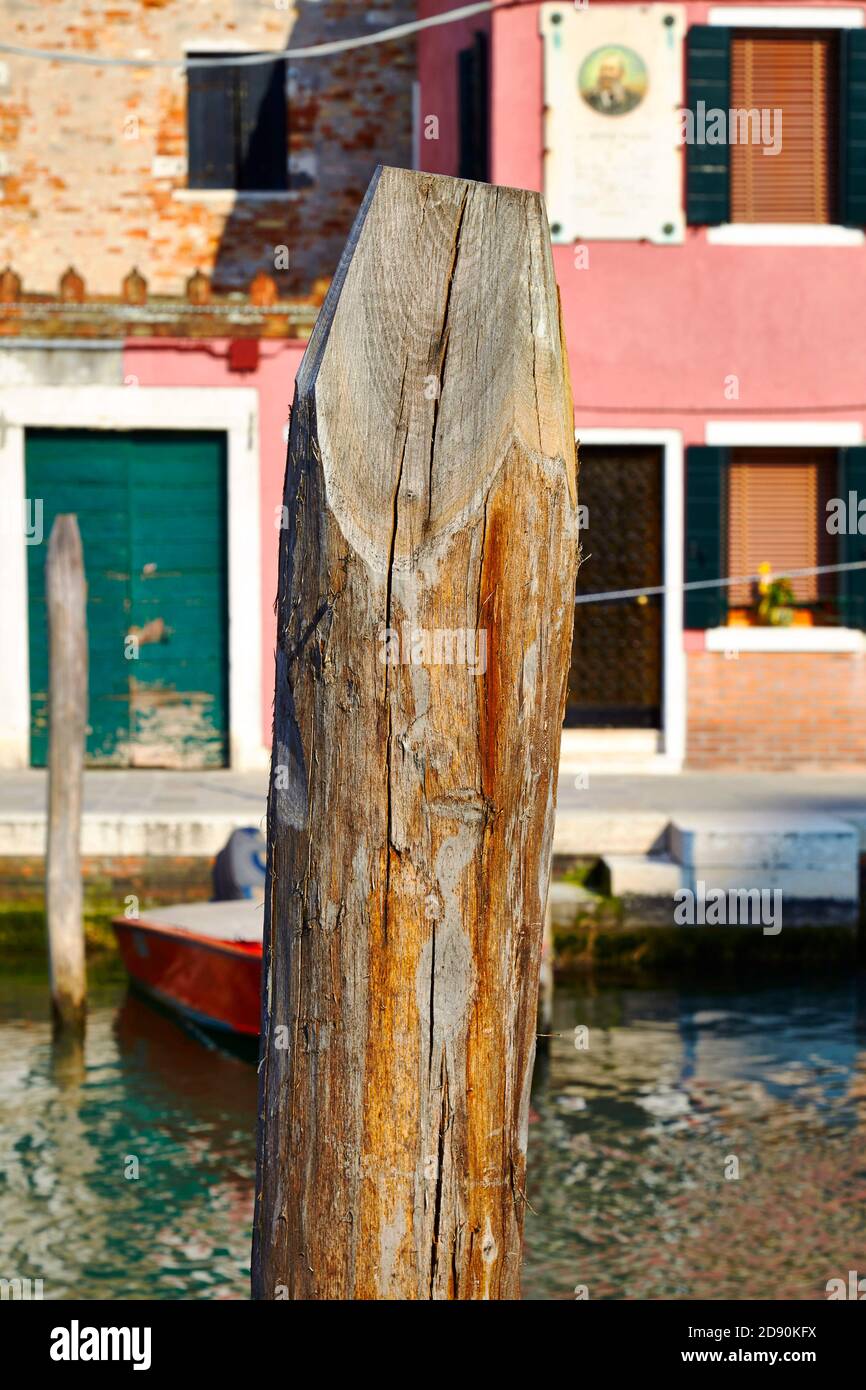 Venetian wood pole Stock Photo
