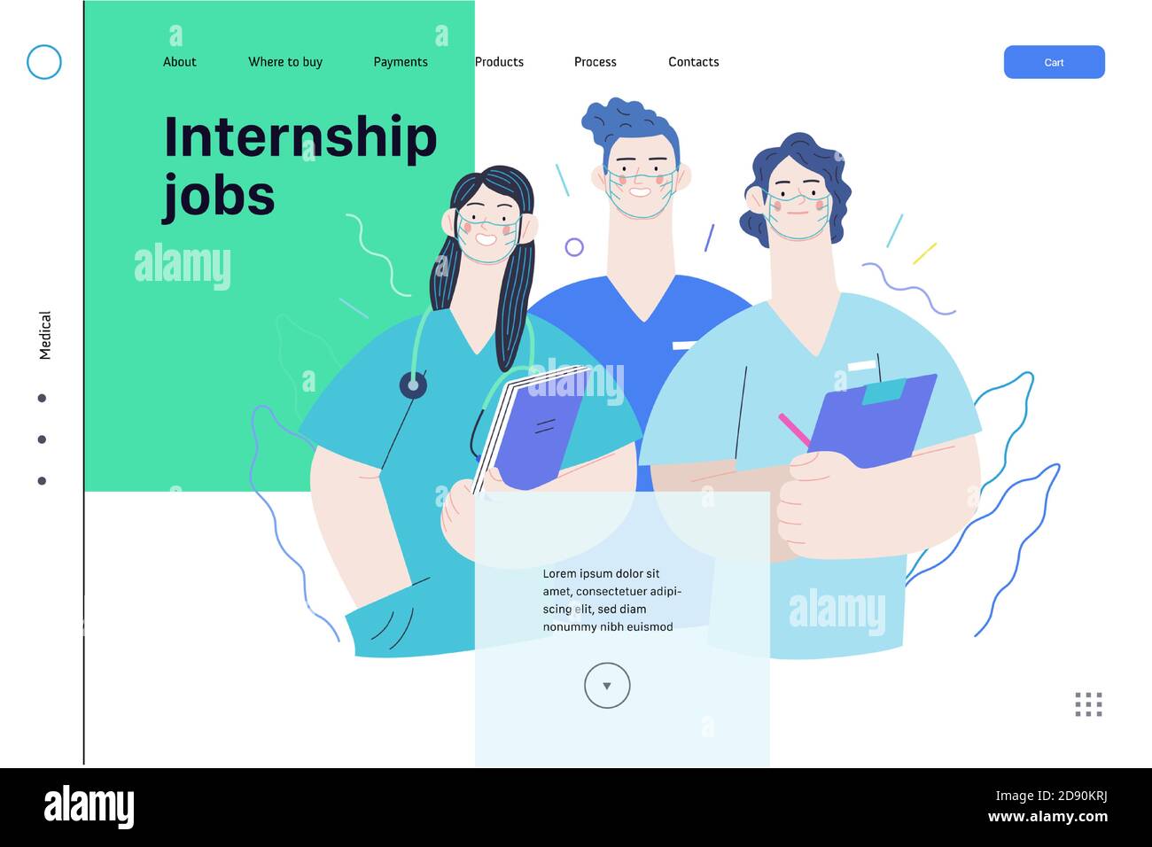 Medical insurance internship jobs modern flat vector concept digital