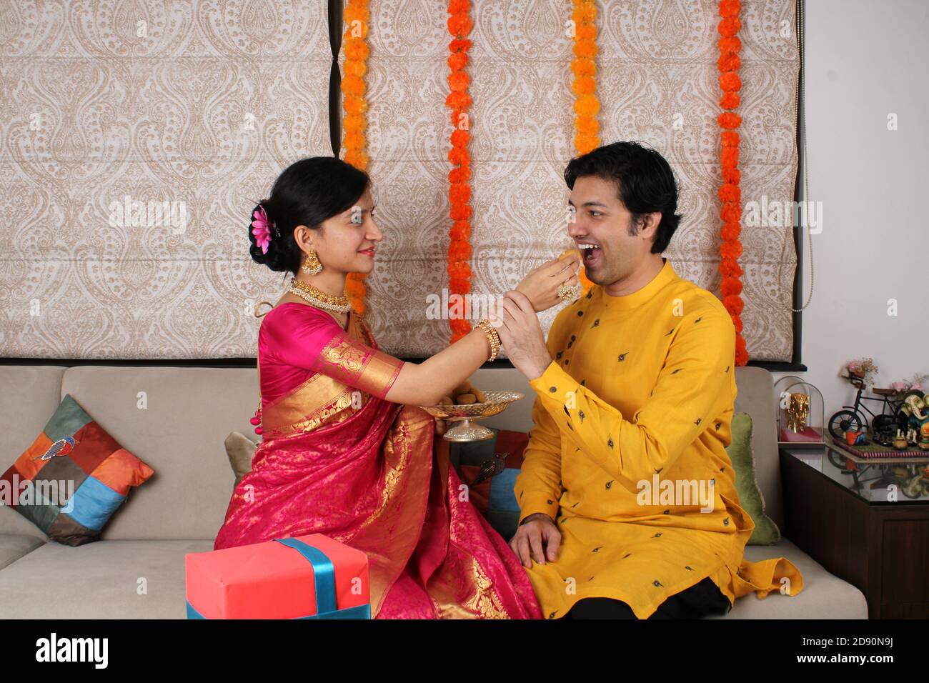 Indian married couple diwali festival hi-res stock photography and ...