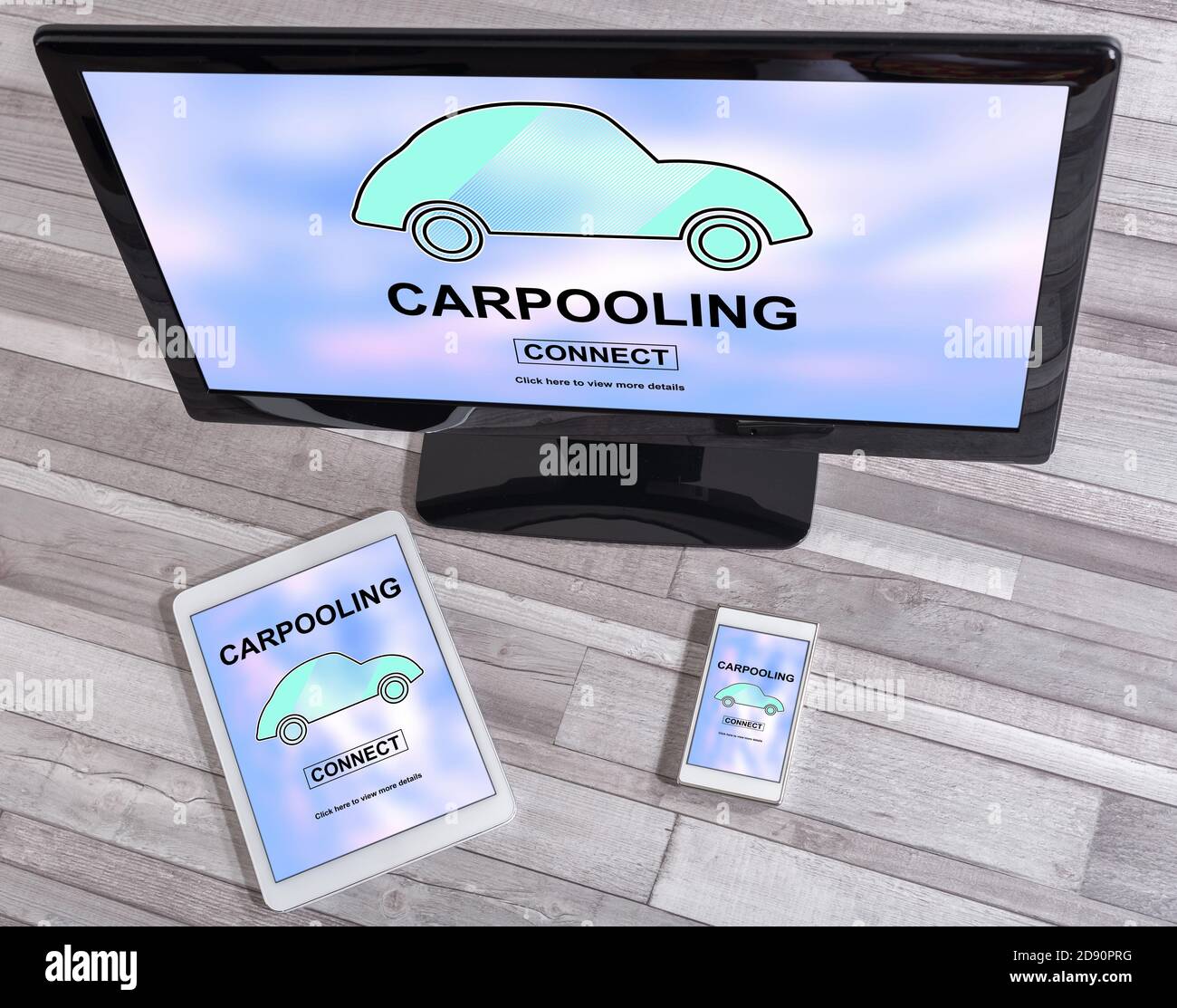 Carpooling concept shown on different information technology devices Stock Photo