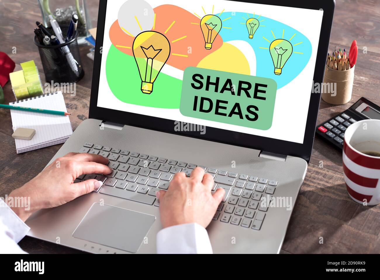 Share ideas concept shown on a laptop screen Stock Photo