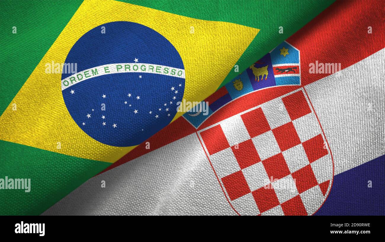 Croatia and Brazil two flags textile cloth fabric texture Stock Photo