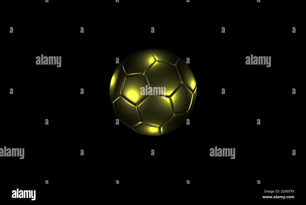 A Golden soccer ball generated in 3d on isolated black background Stock ...
