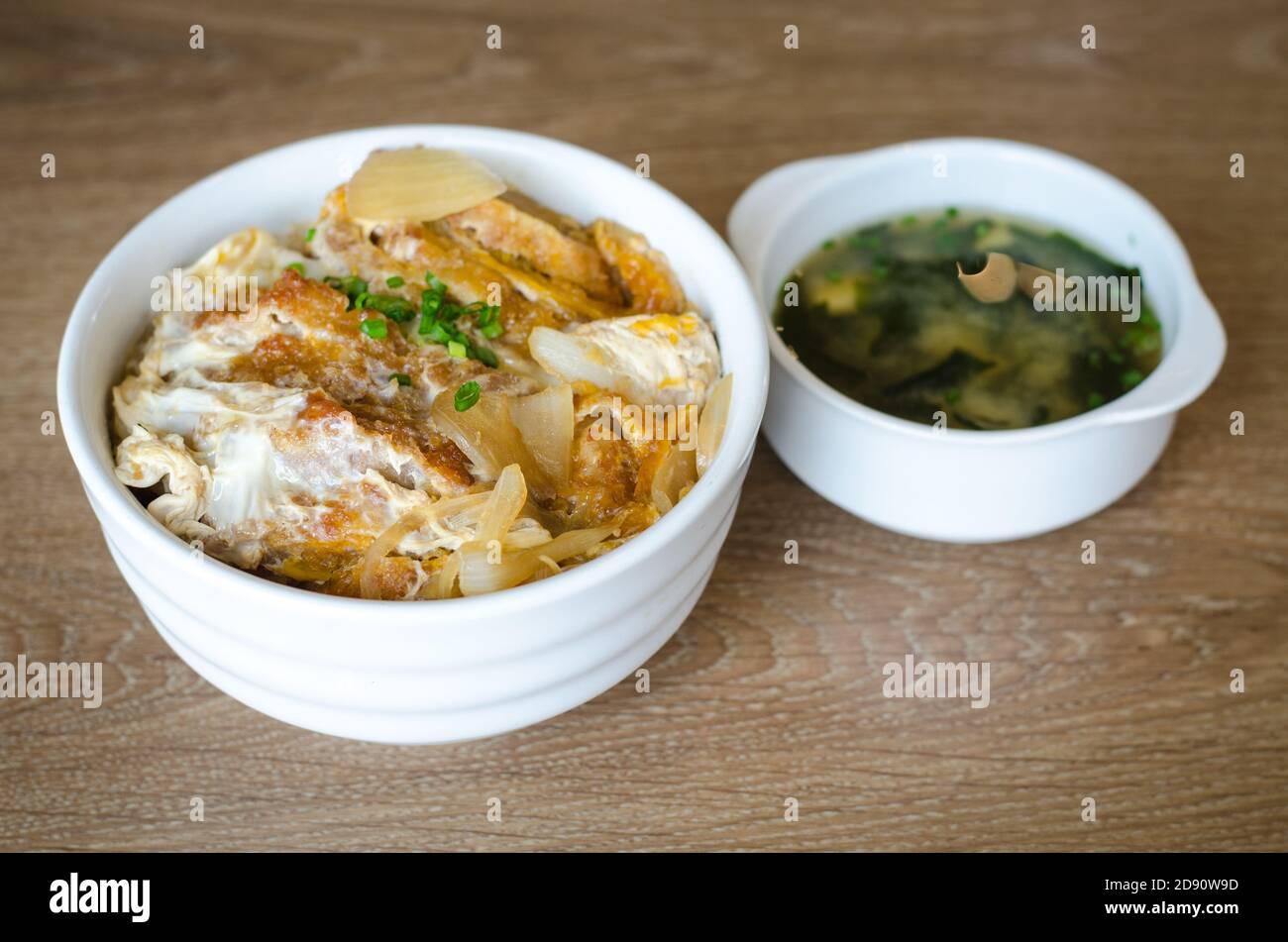 Katsudon Japanese breaded deep fried pork cutlet Stock Photo Alamy