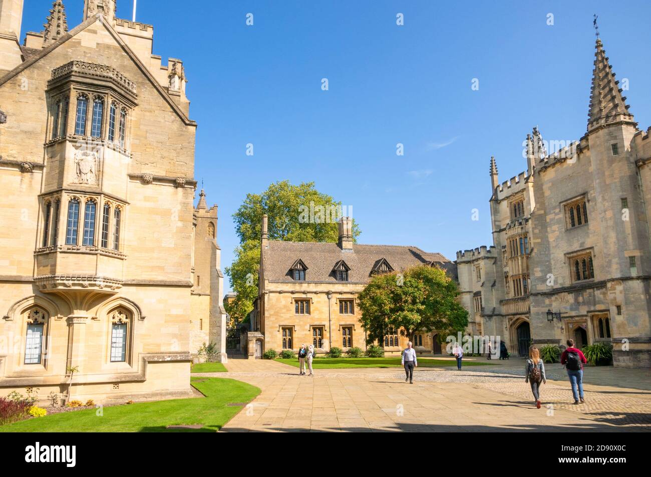 Oxford University Magdalen College with The President's Lodgings and Pride of India tree St Johns Quad Oxford Oxfordshire England UK GB Europe Stock Photo