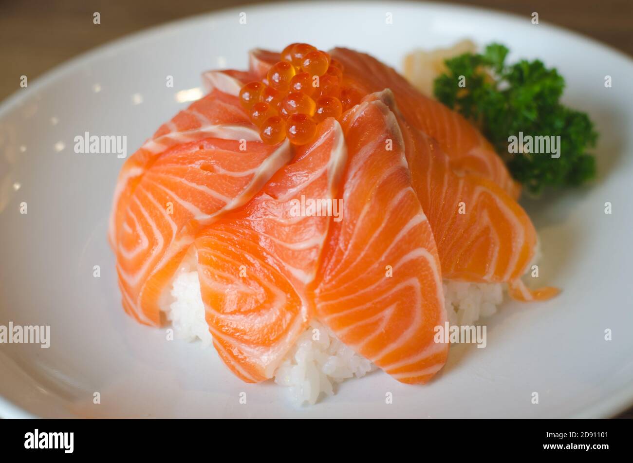 Salmon Don, Japanese cuisine Stock Photo Alamy
