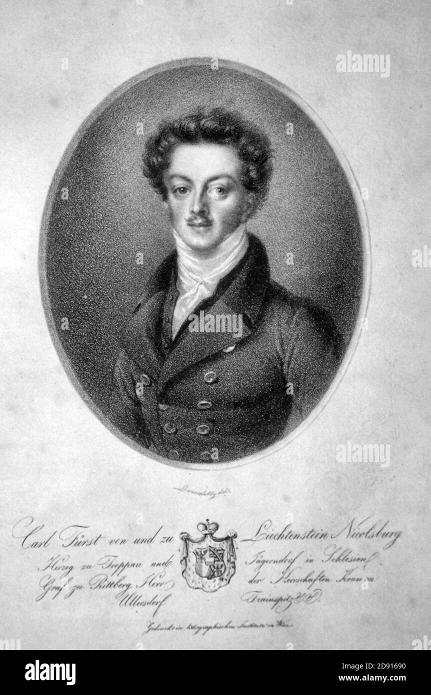 Karl Franz Anton von Liechtenstein Litho. Stock Photo