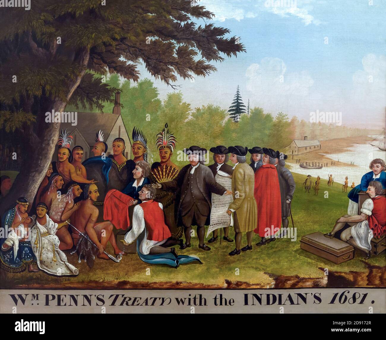 Penn's Treaty, Edward Hicks, 1836, Metropolitan Museum of Art, Manhattan, New York City, USA, North America Stock Photo