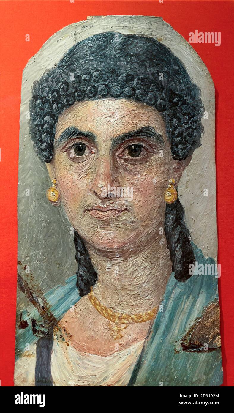 Woman in a Blue Mantle, 54-68 AD, Painted Mummy Portrait, Metropolitan Museum of Art, Manhattan, New York City, USA, North America Stock Photo
