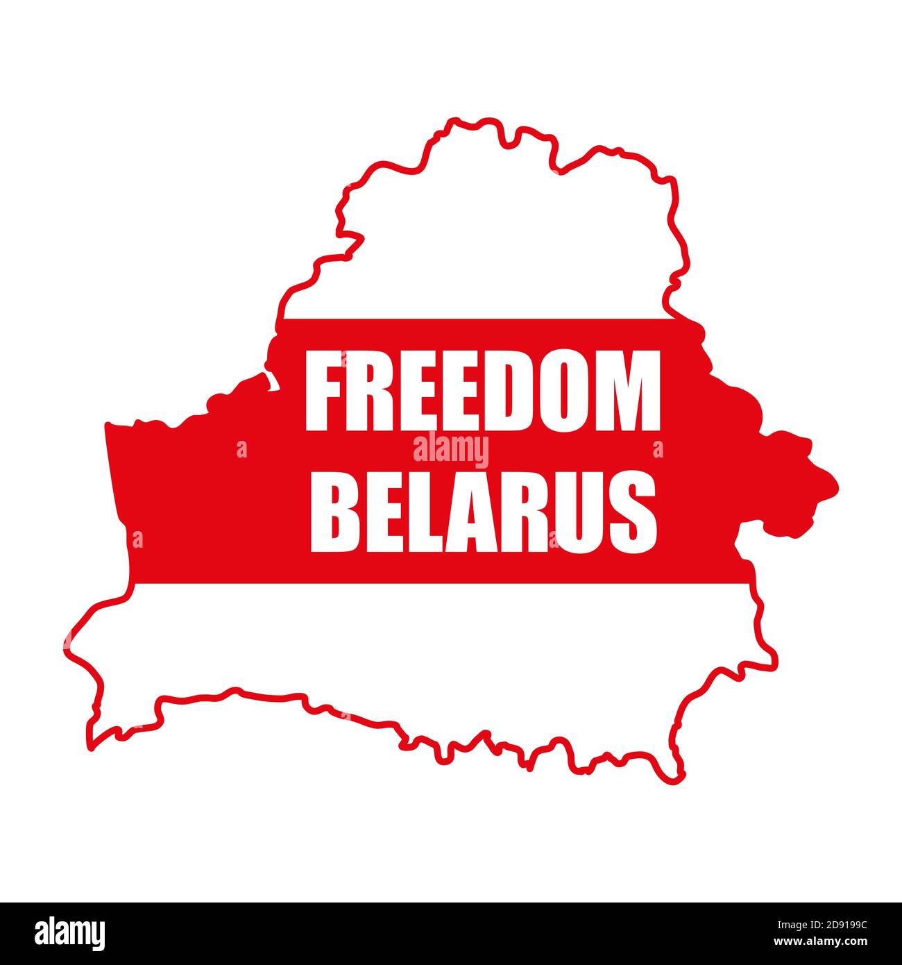 Freedom Belarus against the background of the white-red-white flag. The symbol of freedom Belarus. National colors of Belarus - Country silhouette Stock Vector